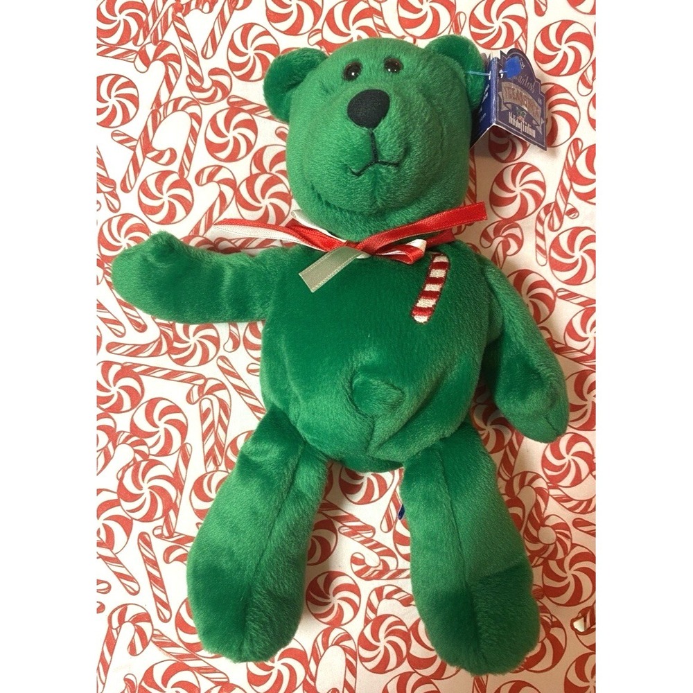 Limited Treasures Sugar Cane Bear 1998 Vintage Christmas Plush Green In Box New